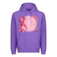 Purple customized breast cancer ribbon and background Premium Hoodie - MaliasSmallBusiness