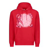 Red customized breast cancer ribbon and background Premium Hoodie - MaliasSmallBusiness