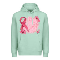 Seafoam customized breast cancer ribbon and background Premium Hoodie - MaliasSmallBusiness
