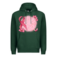 Sports Green customized breast cancer ribbon and background Premium Hoodie - MaliasSmallBusiness