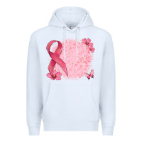 White customized breast cancer ribbon and background Premium Hoodie - MaliasSmallBusiness