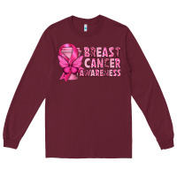 Burgundy Breast Cancer Awareness with Coffee Cup Long Sleeve Tee - texasbilliewilder