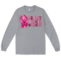 Heather Grey Breast Cancer Awareness with Coffee Cup Long Sleeve Tee - texasbilliewilder
