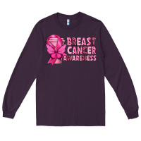 Plum Breast Cancer Awareness with Coffee Cup Long Sleeve Tee - texasbilliewilder