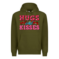 Army Green hugs and kisses valentines Premium Hoodie - AdoDesignShop