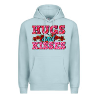 Blue Mist hugs and kisses valentines Premium Hoodie - AdoDesignShop