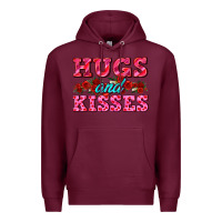 Burgundy hugs and kisses valentines Premium Hoodie - AdoDesignShop