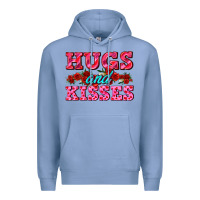Colony Blue hugs and kisses valentines Premium Hoodie - AdoDesignShop