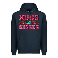 Navy hugs and kisses valentines Premium Hoodie - AdoDesignShop