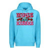 Ocean Blue hugs and kisses valentines Premium Hoodie - AdoDesignShop