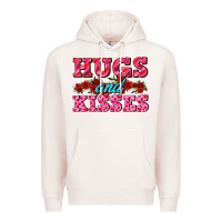 Pale Pink hugs and kisses valentines Premium Hoodie - AdoDesignShop