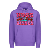 Purple hugs and kisses valentines Premium Hoodie - AdoDesignShop