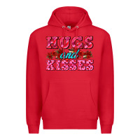 Red hugs and kisses valentines Premium Hoodie - AdoDesignShop