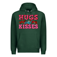 Sports Green hugs and kisses valentines Premium Hoodie - AdoDesignShop