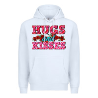 White hugs and kisses valentines Premium Hoodie - AdoDesignShop