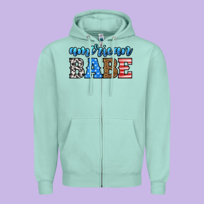 American Babe Zipper Hoodie Designed By Hra Design Shop