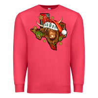 Cardinal Shaggy cow Texas Christmas Premium Sweatshirt - Jasminsmagicworld