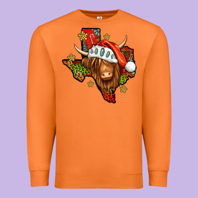 Shaggy Cow Texas Christmas Premium Sweatshirt Designed By Jasminsmagicworld