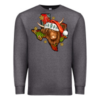 Charcoal Heather Shaggy cow Texas Christmas Premium Sweatshirt - Jasminsmagicworld