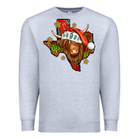 Heather Grey Shaggy cow Texas Christmas Premium Sweatshirt - Jasminsmagicworld