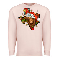 Pale Pink Shaggy cow Texas Christmas Premium Sweatshirt - Jasminsmagicworld