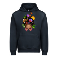 Navy Beach Hair Afro Messy Bun Bbs Urban Hoodie - BundleAndBundleShop