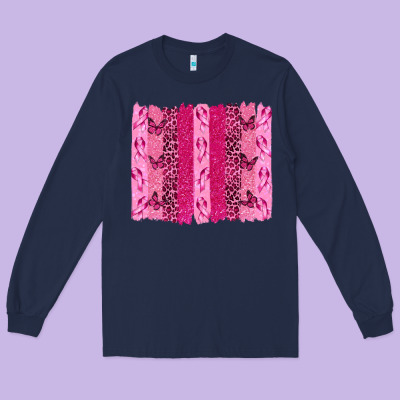 Breast Cancer Brushstrokes Long Sleeve Tee Designed By Texasbilliewilder