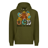Army Green obsessive cow disorder Premium Hoodie - NancyCooperArtShop