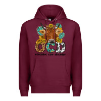 Burgundy obsessive cow disorder Premium Hoodie - NancyCooperArtShop
