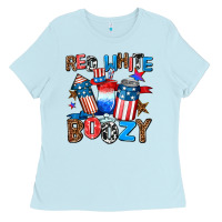 Baby Blue red white boozy Ladies Tee - AdoDesignShop