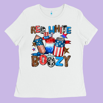 Red White Boozy Ladies Tee Designed By Adodesignshop