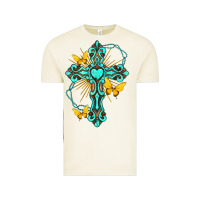 Vintage Arctic cross with heart shaped gemstone and butterfly Vintage Tee - texasbilliewilder