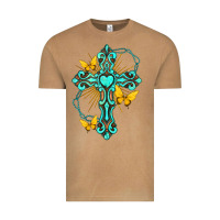 Vintage Camel cross with heart shaped gemstone and butterfly Vintage Tee - texasbilliewilder
