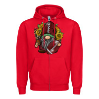 Red football gnome Zipper Hoodie - RacoonDesign