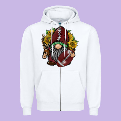 Football Gnome Zipper Hoodie Designed By Racoondesign