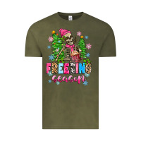 Vintage Olive freezing season skeleton Vintage Tee - Zillion Design Studio
