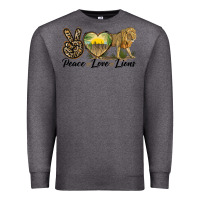 Charcoal Heather peace love lions Premium Sweatshirt - LillyAllenDesigns