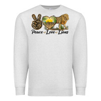 Oatmeal Heather peace love lions Premium Sweatshirt - LillyAllenDesigns