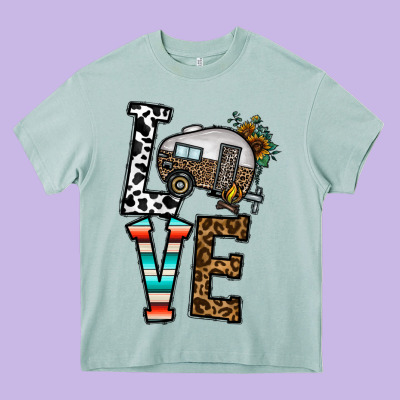 Love Caravan Heavy Core Tee Designed By Cowhidedigitalart