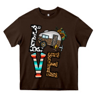 Chocolate Brown love caravan Heavy Core Tee - CowhideDigitalArt