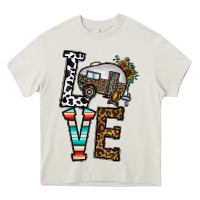 Cream love caravan Heavy Core Tee - CowhideDigitalArt