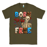 Army Green Born to be free with skeleton 4th of july Classic Tee - Neo Western