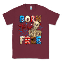 Burgundy Born to be free with skeleton 4th of july Classic Tee - Neo Western