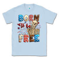 Dusty Blue Born to be free with skeleton 4th of july Classic Tee - Neo Western
