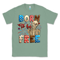 Born To Be Free With Skeleton 4th Of July Classic Tee | Teevron