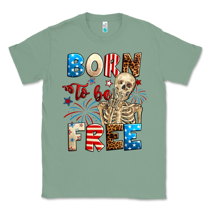 Born To Be Free With Skeleton 4th Of July Classic Tee by Neo Western | Teevron
