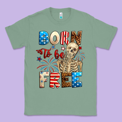 Born To Be Free With Skeleton 4th Of July Classic Tee Designed By Neo Western
