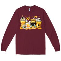 Burgundy bumble bee coffee cups Long Sleeve Tee - Zillion Design Studio