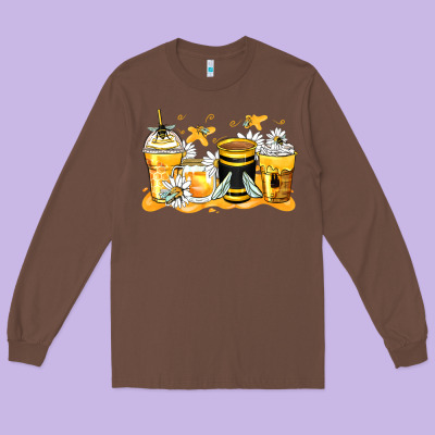 Bumble Bee Coffee Cups Long Sleeve Tee Designed By Zillion Design Studio