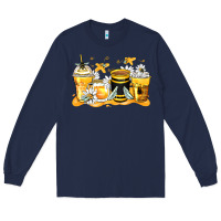 Navy bumble bee coffee cups Long Sleeve Tee - Zillion Design Studio